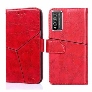 For Huawei Honor 10X Lite Geometric Stitching Horizontal Flip TPU + PU Leather Case with Holder & Card Slots & Wallet(Red)