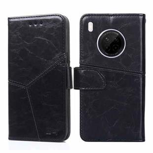 For Huawei Y9a Geometric Stitching Horizontal Flip TPU + PU Leather Case with Holder & Card Slots & Wallet(Black)