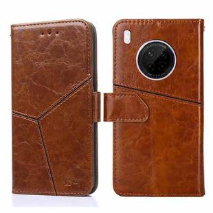 For Huawei Y9a Geometric Stitching Horizontal Flip TPU + PU Leather Case with Holder & Card Slots & Wallet(Light Brown)