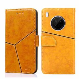 For Huawei Y9a Geometric Stitching Horizontal Flip TPU + PU Leather Case with Holder & Card Slots & Wallet(Yellow)