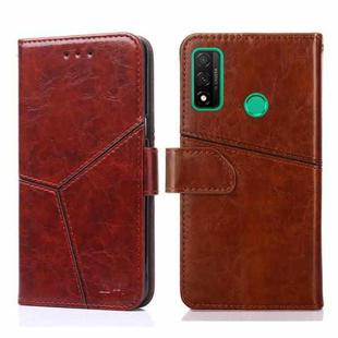For Huawei P smart 2020 Geometric Stitching Horizontal Flip TPU + PU Leather Case with Holder & Card Slots & Wallet(Dark Brown)