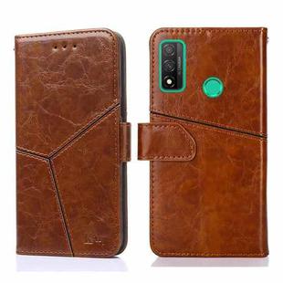 For Huawei P smart 2020 Geometric Stitching Horizontal Flip TPU + PU Leather Case with Holder & Card Slots & Wallet(Light Brown)