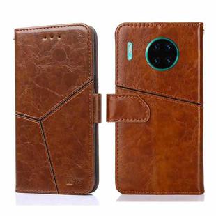 For Huawei Mate 30 Pro Geometric Stitching Horizontal Flip TPU + PU Leather Case with Holder & Card Slots & Wallet(Light Brown)