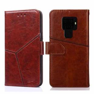 For Huawei Mate 30 Lite Geometric Stitching Horizontal Flip TPU + PU Leather Case with Holder & Card Slots & Wallet(Dark Brown)