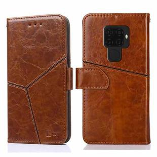 For Huawei Mate 30 Lite Geometric Stitching Horizontal Flip TPU + PU Leather Case with Holder & Card Slots & Wallet(Light Brown)