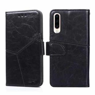 For Huawei P30 Geometric Stitching Horizontal Flip TPU + PU Leather Case with Holder & Card Slots & Wallet(Black)