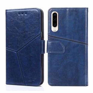 For Huawei P30 Geometric Stitching Horizontal Flip TPU + PU Leather Case with Holder & Card Slots & Wallet(Blue)
