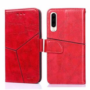 For Huawei P30 Geometric Stitching Horizontal Flip TPU + PU Leather Case with Holder & Card Slots & Wallet(Red)