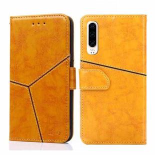 For Huawei P30 Geometric Stitching Horizontal Flip TPU + PU Leather Case with Holder & Card Slots & Wallet(Yellow)