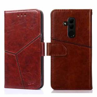 For Huawei Mate 20 lite Geometric Stitching Horizontal Flip TPU + PU Leather Case with Holder & Card Slots & Wallet(Dark Brown)