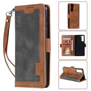 For Samsung Galaxy S21 Ultra 5G Retro Splicing Horizontal Flip Leather Case with Card Slots & Holder & Wallet(Grey)