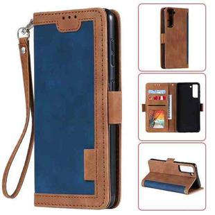 For Samsung Galaxy S21 Ultra 5G Retro Splicing Horizontal Flip Leather Case with Card Slots & Holder & Wallet(Blue)