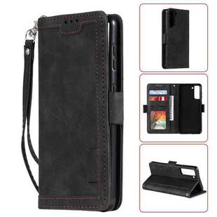 For Samsung Galaxy S21 Ultra 5G Retro Splicing Horizontal Flip Leather Case with Card Slots & Holder & Wallet(Black)