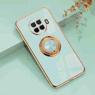 For OPPO Reno Ace2 6D Electroplating Full Coverage Silicone Protective Case with Magnetic Ring Holder(Light Cyan)