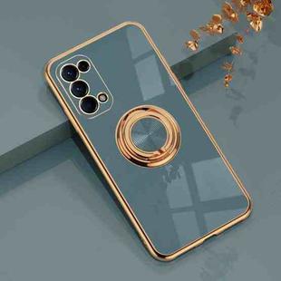 For OPPO Reno5 Pro 6D Electroplating Full Coverage Silicone Protective Case with Magnetic Ring Holder(Grey)