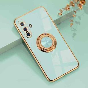 For vivo X30 6D Electroplating Full Coverage Silicone Protective Case with Magnetic Ring Holder(Light Cyan)