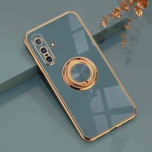 For vivo X30 6D Electroplating Full Coverage Silicone Protective Case with Magnetic Ring Holder(Grey)
