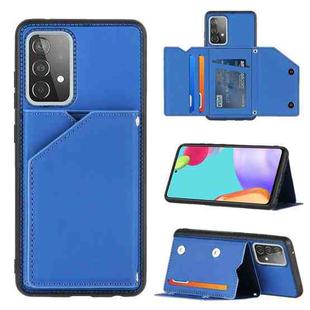 For Samsung Galaxy A52 5G / 4G Skin Feel PU + TPU + PC Back Cover Shockproof Case with Card Slots & Holder & Photo Frame(Royal Blue)