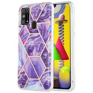 For Samsung Galaxy M31 3D Electroplating Marble Pattern TPU Protective Case(Dark Purple)