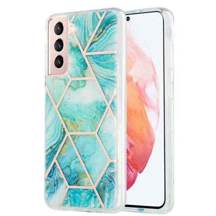 For Samsung Galaxy S21 5G 3D Electroplating Marble Pattern TPU Protective Case(Blue)