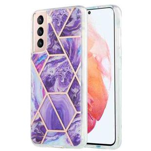 For Samsung Galaxy S21 5G 3D Electroplating Marble Pattern TPU Protective Case(Dark Purple)