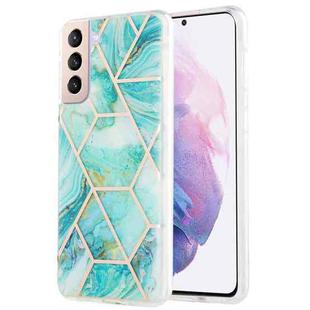 For Samsung Galaxy S21 Plus 5G 3D Electroplating Marble Pattern TPU Protective Case(Blue)