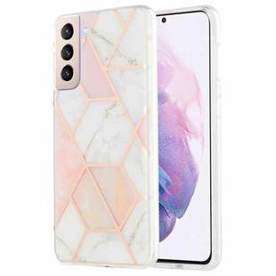 For Samsung Galaxy S21 Plus 5G 3D Electroplating Marble Pattern TPU Protective Case(Pink White)