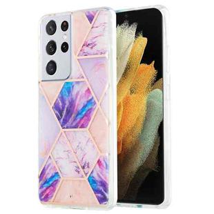 For Samsung Galaxy S21 Ultra 5G 3D Electroplating Marble Pattern TPU Protective Case(Light Purple)