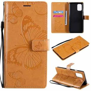 For OnePlus 8T 3D Butterflies Embossing Pattern Horizontal Flip Leather Case with Holder & Card Slot & Wallet(Yellow)
