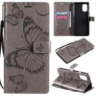For OnePlus 8T 3D Butterflies Embossing Pattern Horizontal Flip Leather Case with Holder & Card Slot & Wallet(Grey)