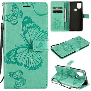 For OnePlus Nord N10 5G 3D Butterflies Embossing Pattern Horizontal Flip Leather Case with Holder & Card Slot & Wallet(Green)