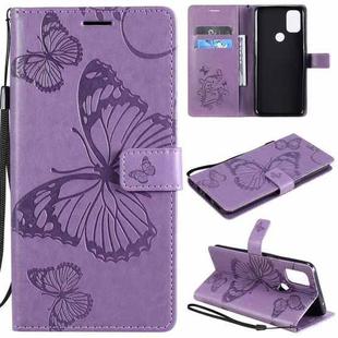 For OnePlus Nord N10 5G 3D Butterflies Embossing Pattern Horizontal Flip Leather Case with Holder & Card Slot & Wallet(Purple)