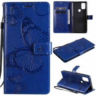 For OnePlus Nord N10 5G 3D Butterflies Embossing Pattern Horizontal Flip Leather Case with Holder & Card Slot & Wallet(Blue)