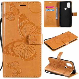 For OnePlus Nord N10 5G 3D Butterflies Embossing Pattern Horizontal Flip Leather Case with Holder & Card Slot & Wallet(Yellow)