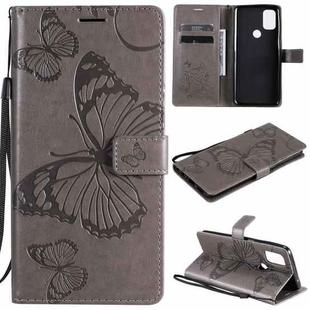 For OnePlus Nord N10 5G 3D Butterflies Embossing Pattern Horizontal Flip Leather Case with Holder & Card Slot & Wallet(Grey)