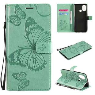 For OnePlus Nord N100 5G 3D Butterflies Embossing Pattern Horizontal Flip Leather Case with Holder & Card Slot & Wallet(Green)