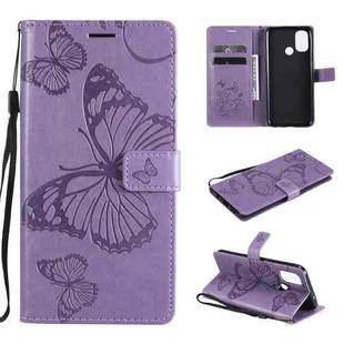 For OnePlus Nord N100 5G 3D Butterflies Embossing Pattern Horizontal Flip Leather Case with Holder & Card Slot & Wallet(Purple)