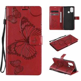 For OnePlus Nord N100 5G 3D Butterflies Embossing Pattern Horizontal Flip Leather Case with Holder & Card Slot & Wallet(Red)