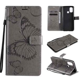 For OnePlus Nord N100 5G 3D Butterflies Embossing Pattern Horizontal Flip Leather Case with Holder & Card Slot & Wallet(Grey)