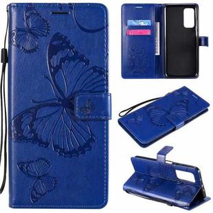 For Xiaomi Mi 10T / Mi 10T Pro 3D Butterflies Embossing Pattern Horizontal Flip Leather Case with Holder & Card Slot & Wallet(Blue)