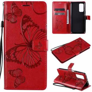 For Xiaomi Mi 10T / Mi 10T Pro 3D Butterflies Embossing Pattern Horizontal Flip Leather Case with Holder & Card Slot & Wallet(Red)
