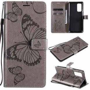 For Xiaomi Mi 10T / Mi 10T Pro 3D Butterflies Embossing Pattern Horizontal Flip Leather Case with Holder & Card Slot & Wallet(Grey)