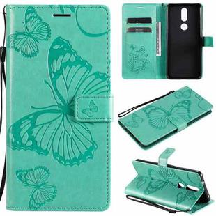 For Nokia 2.4 3D Butterflies Embossing Pattern Horizontal Flip Leather Case with Holder & Card Slot & Wallet(Green)