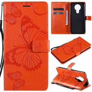 For Nokia 3.4 3D Butterflies Embossing Pattern Horizontal Flip Leather Case with Holder & Card Slot & Wallet(Orange)