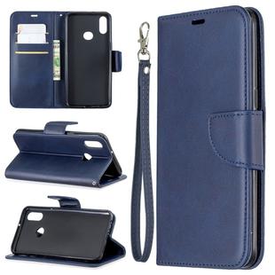 For Galaxy A10s Retro Lambskin Texture Pure Color Horizontal Flip PU Leather Case with Holder & Card Slots & Wallet & Lanyard(Blue)