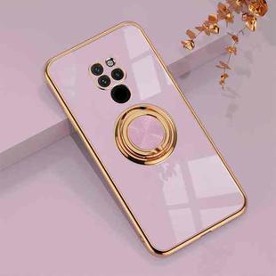 For Huawei Mate 20 6D Electroplating Full Coverage Silicone Protective Case with Magnetic Ring Holder(Light Purple)