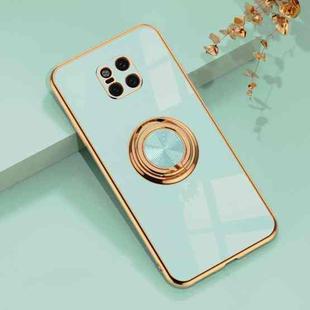 For Huawei Mate 20 Pro 6D Electroplating Full Coverage Silicone Protective Case with Magnetic Ring Holder(Light Cyan)