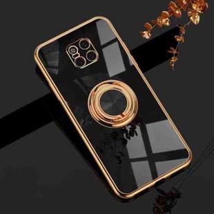 For Huawei Mate 20 Pro 6D Electroplating Full Coverage Silicone Protective Case with Magnetic Ring Holder(Black)