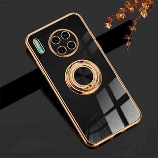 For Huawei Mate 30 6D Electroplating Full Coverage Silicone Protective Case with Magnetic Ring Holder(Black)