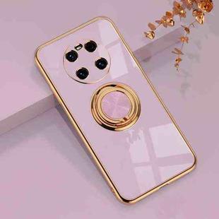For Huawei Mate 40 6D Electroplating Full Coverage Silicone Protective Case with Magnetic Ring Holder(Light Purple)